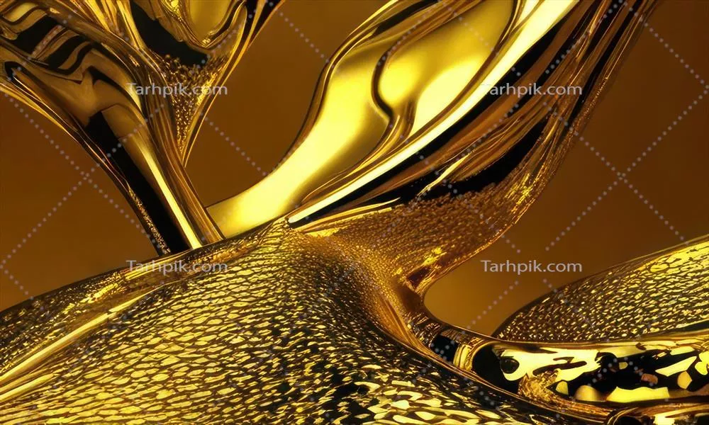 پسزمینهای از جریان طلایی با طراحی هنری و الگوهای زینتی تماشایی