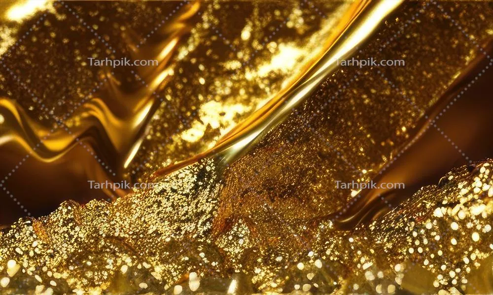زمینه جریان مایع طلایی با افکتهای بصری جذاب و شگفتانگیز