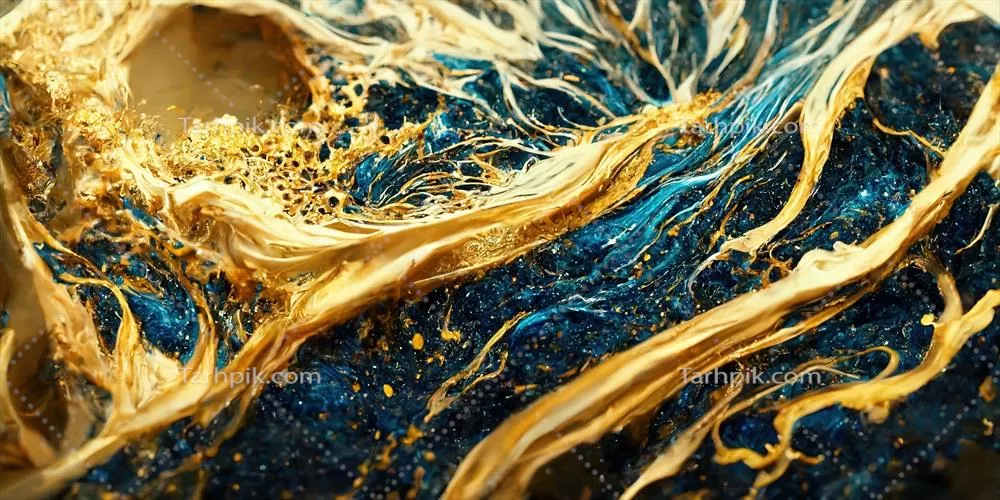 ایده های خلاقانه ترکیب رنگ های آکریلیک با استفاده از صفحه مرمر و ذرات طلایی