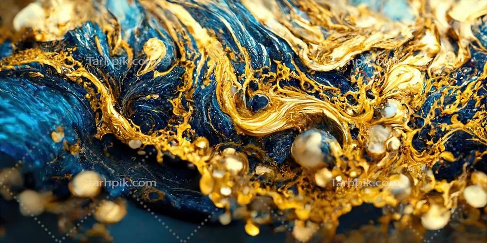 آموزش خلاقانه ترکیب رنگ آکریلیک با صفحه مرمری و اضافه کردن نقش‌های طلا