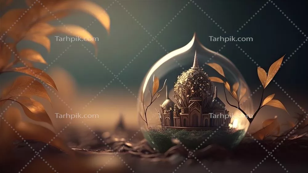 نمای شب رمضان کریم با پس‌زمینه مسجد تاریخی و ماه در استانبول ترکیه