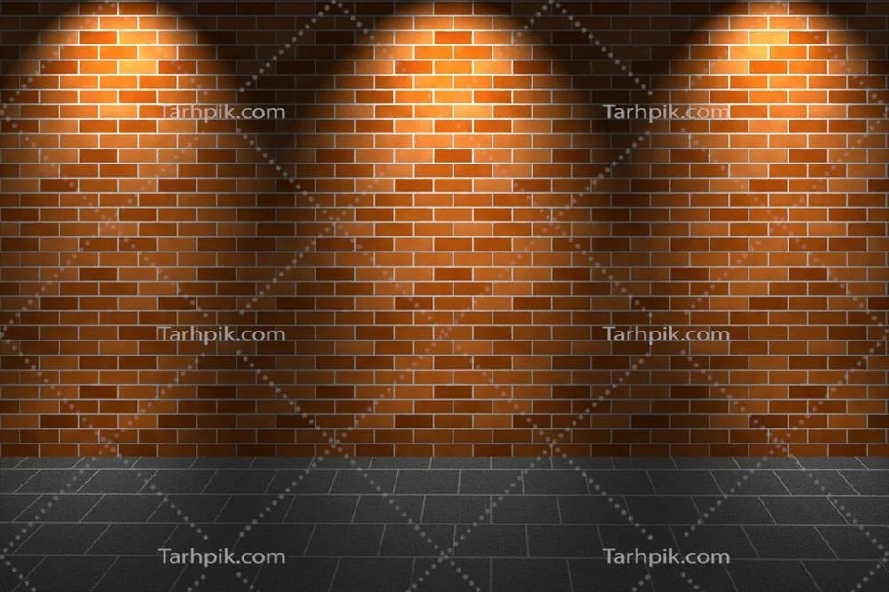 تکه نور بر روی دیوار و زمین آجر نارنجی رنگ در یک فضا
