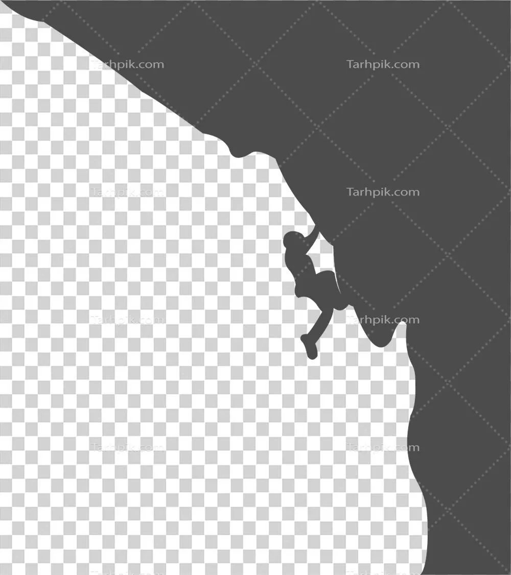 سیلوئت کوهنوردی در قله کوه با منظره سرسبز و زیبای طبیعت
