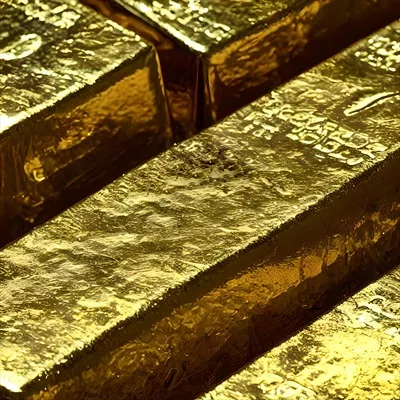 نمای نزدیک از شمشهای طلای مستطیلی با استفاده از هوش مصنوعی تولیدی