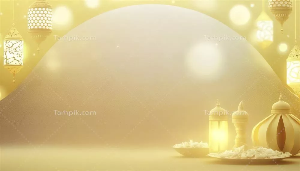 بنر تبریک رمضان با پسزمینه طلایی زرد - تولید شده با هوش مصنوعی