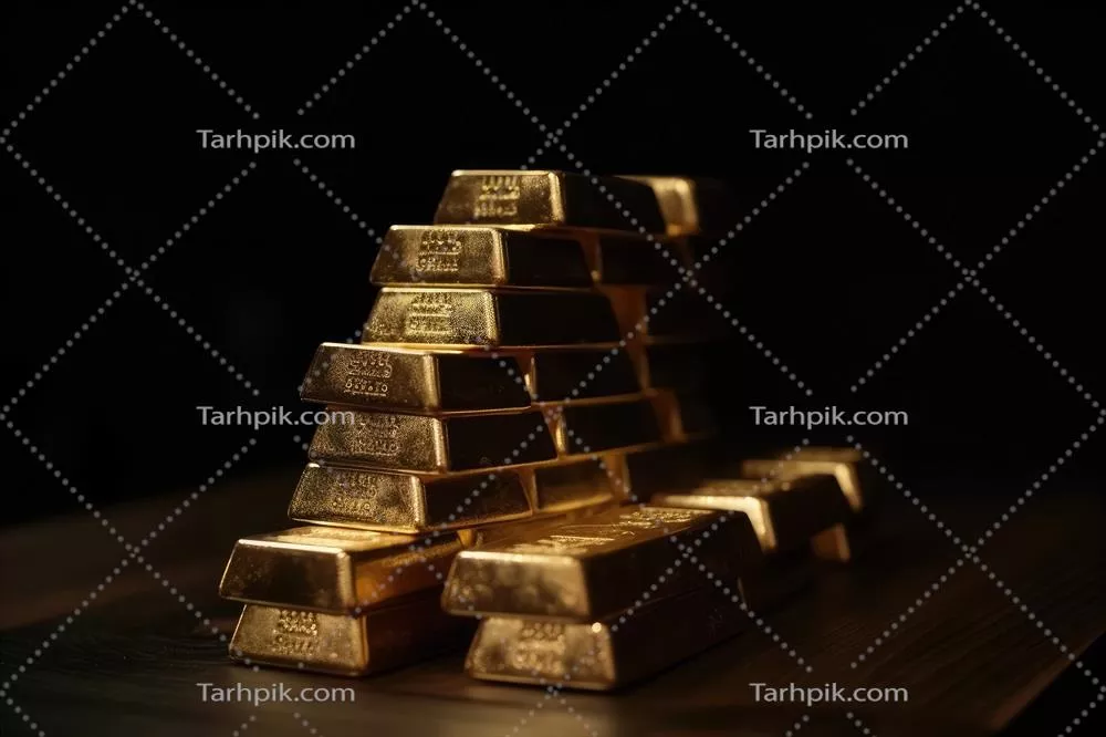 توده‌ای از سکه‌های طلایی بر روی یک میز تاریک با استفاده از فناوری هوش مصنوعی تولید شده