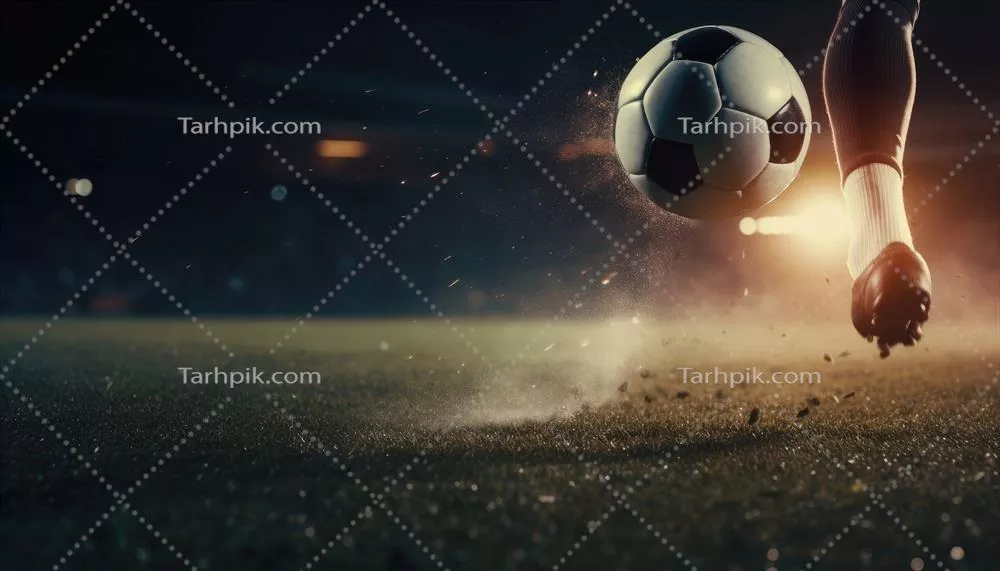 ضربه سریع بازیکن فوتبال به توپ در استادیوم با استفاده از هوش مصنوعی