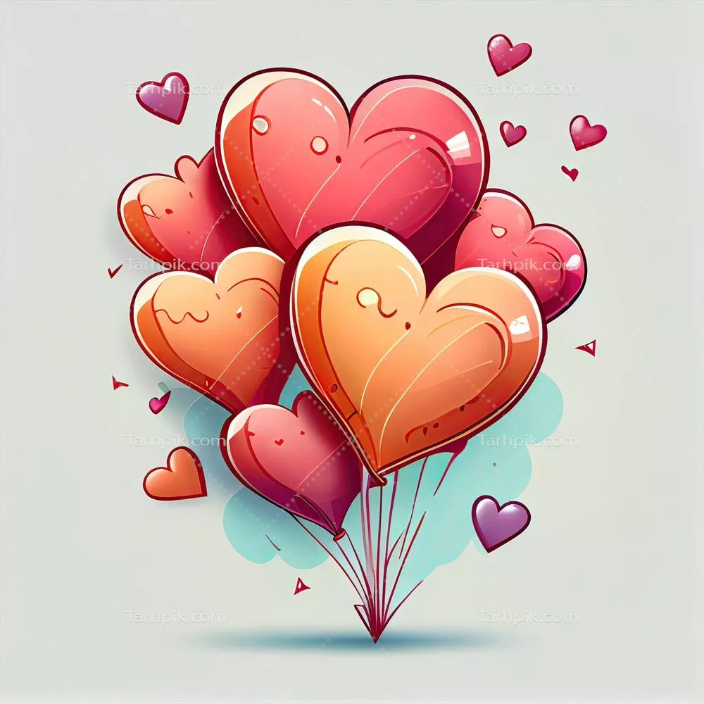 تزئینات دست‌ساز جشن با بادکنک‌های قلبی شکل و روبان برای جشن‌ها