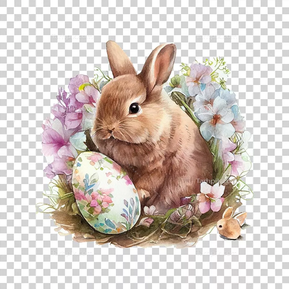 تولیدشده با هوش مصنوعی: تصاویری از خرگوش عید پاک با گل‌های آبرنگی