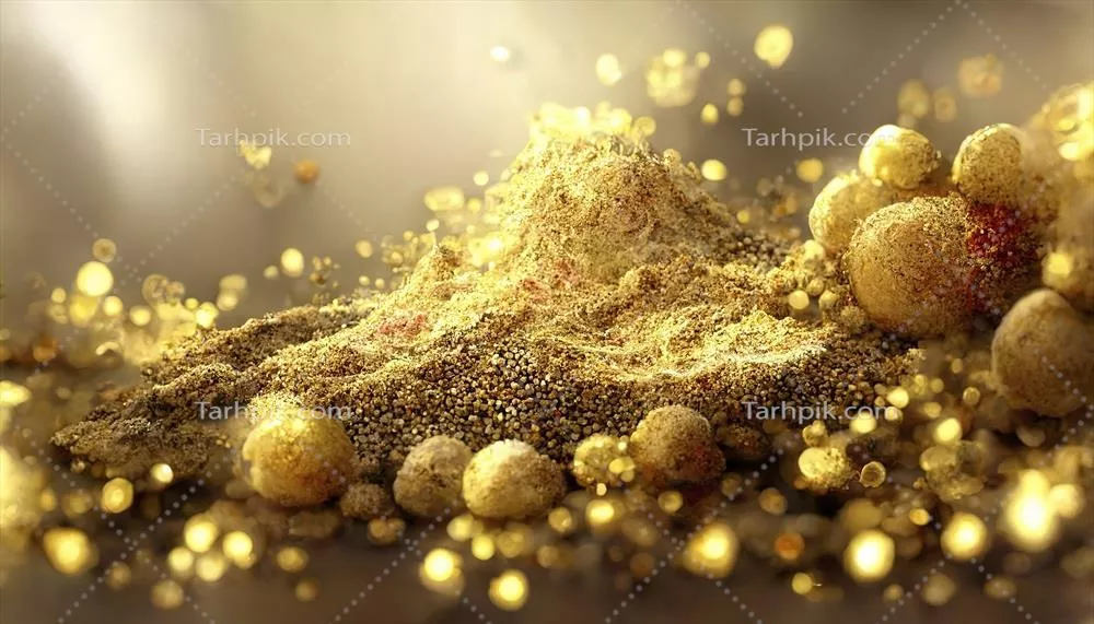 زمینه لوکس و درخشان با ذرات طلایی و گلوله های جادوئی در هوا