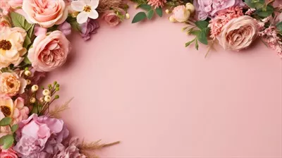 پس‌زمینه‌ی تصویر فریم گل‌دار صورتی با طراحی مولد هوش مصنوعی