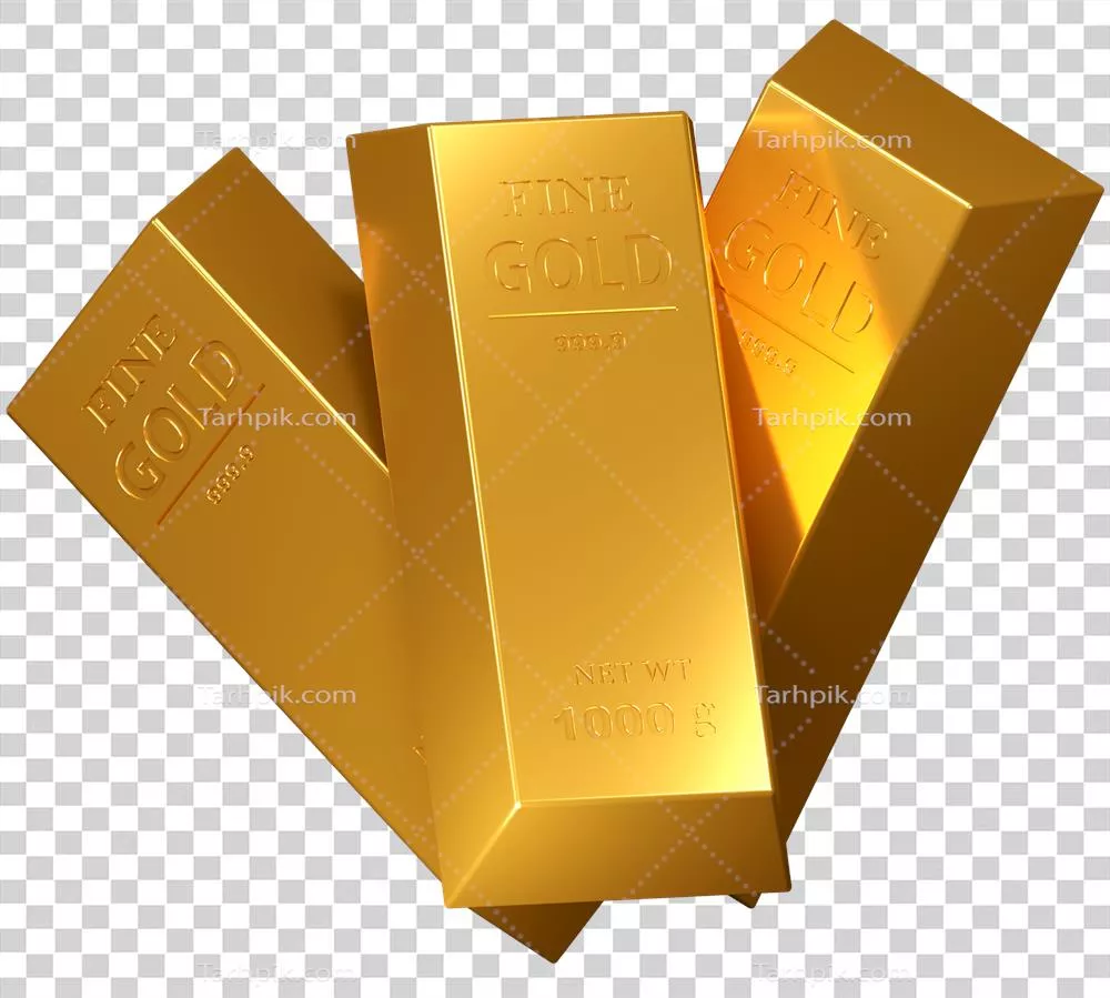 طراحی پوستر و اینفوگرافیک بارهای طلای خالص و بازار طلا با پس‌زمینه شفاف