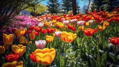 تصویرسازی رنگارنگ از باغ بهاری با استفاده از هوش مصنوعی و تولیدی