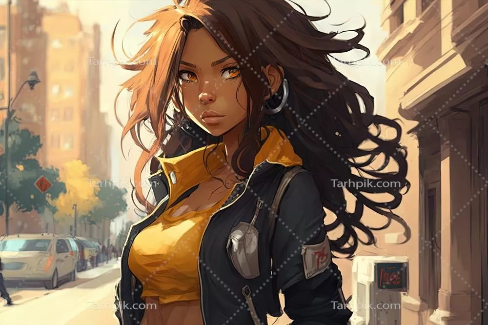 عکس زیبا از دختر انیمه و مانگا در شهر نیویورک با استفاده از هوش مصنوعی