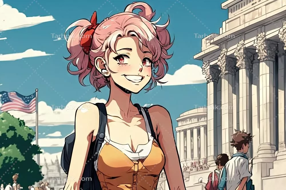 دختر انیمه ای زیبا در تصویرگری واشنگتن دی سی با استفاده از هوش مصنوعی