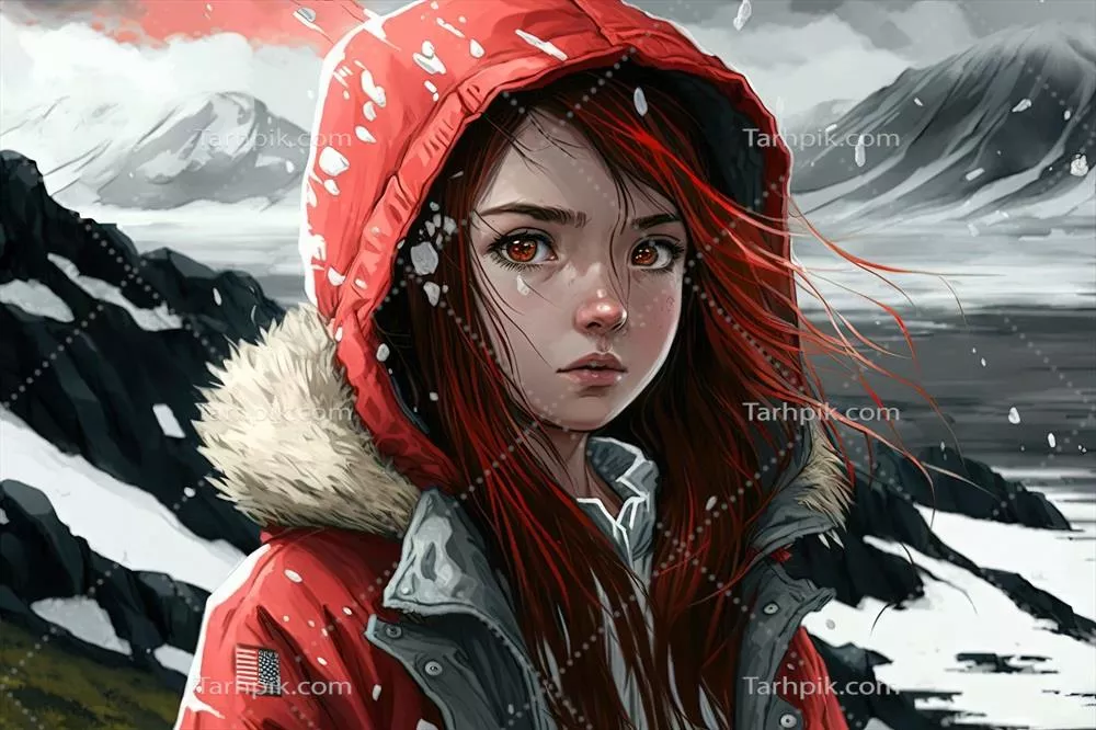 تصویر زنی زیبا از انیمه و مانگا در ایسلند با استفاده از هوش مصنوعی نسل جدید