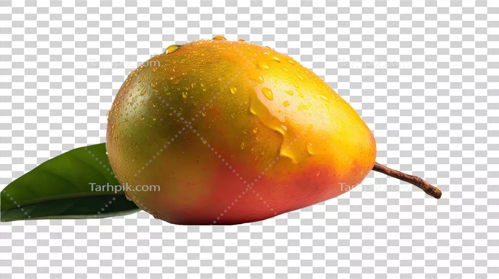 آلویی واقعی و رسیده با برگ سبز و قطرات آب بر روی زمینه تولید شده با هوش مصنوعی