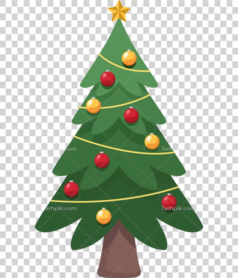 درخت کریسمس آراسته با توپهای رنگارنگ و تزئینات شگفتانگیز