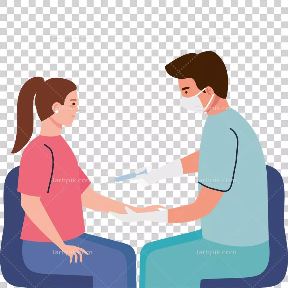 پزشک مرد در حال تزریق واکسن به بیمار خود