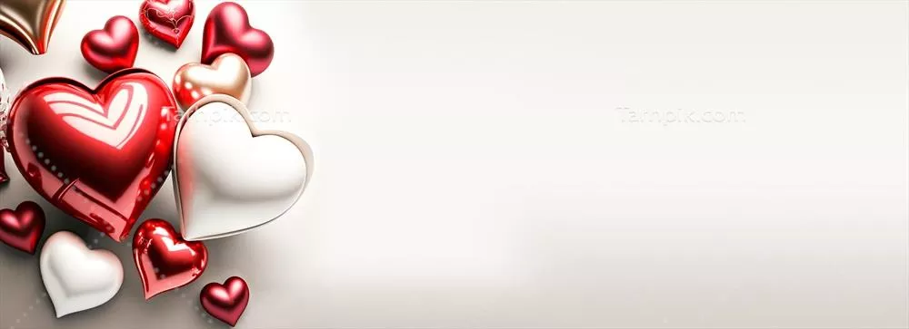 رندر سه بعدی قلبهای رنگارنگ و براق بر روی پسزمینه خاکستری برای روز عشق