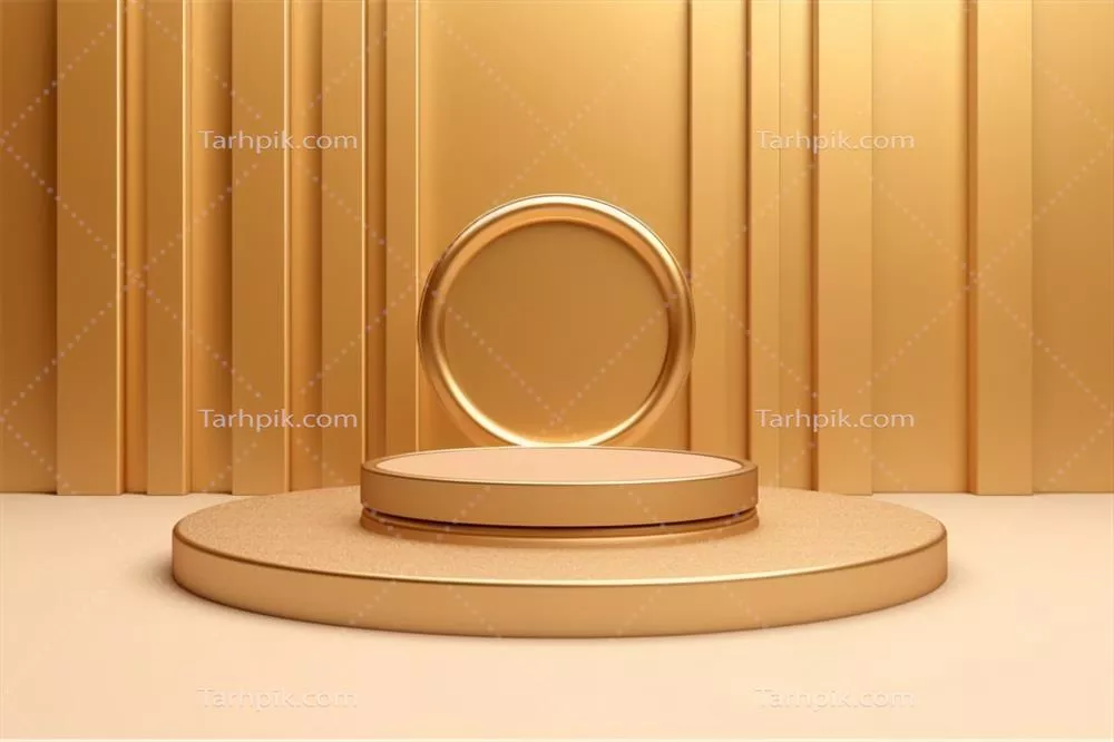 پسزمینه لوکس طلایی برای نمایش محصولات در استیج تبلیغاتی خالی