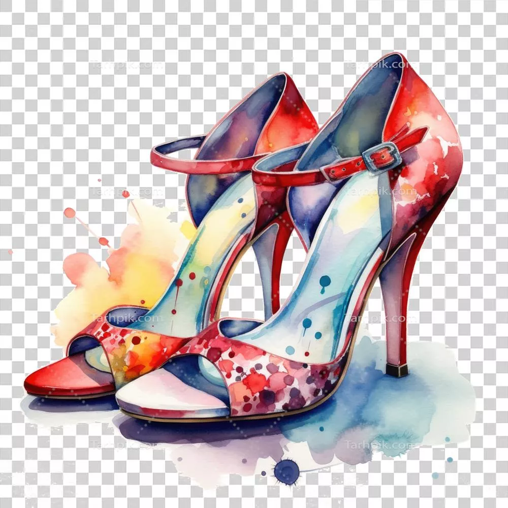تصویرگری مد روز کفش با استفاده از تکنیک آبرنگ و هوش مصنوعی