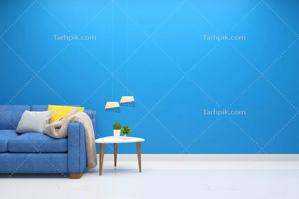 طرح و قالب طراحی داخلی اتاق نشیمن با فضای خالی برای کپی و رندر سه بعدی