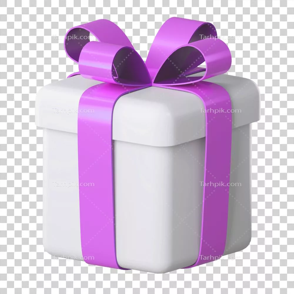 جعبه هدیه سه بعدی سفید با روبان طلایی براق برای روز تولد یا عروسی