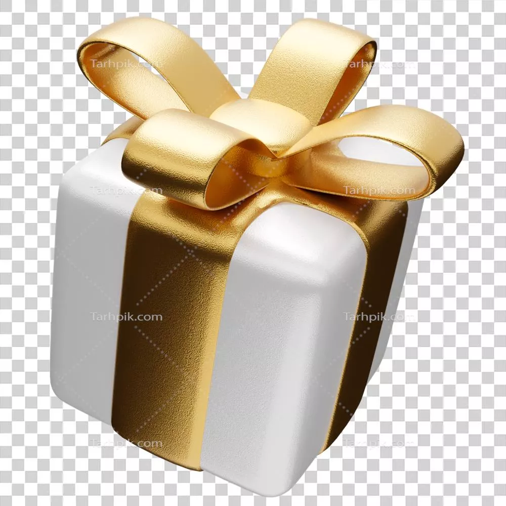 هدایای سه بعدی واقع‌گرایانه در رنگ‌های سفید و طلایی به صورت جداگانه