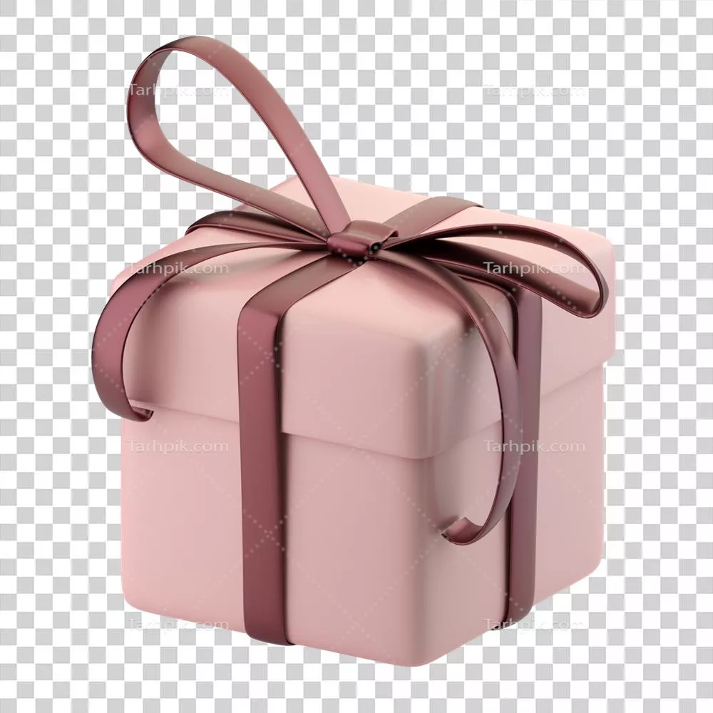 جعبه هدیه صورتی واقعگرایانه با روبان فلزی براق
