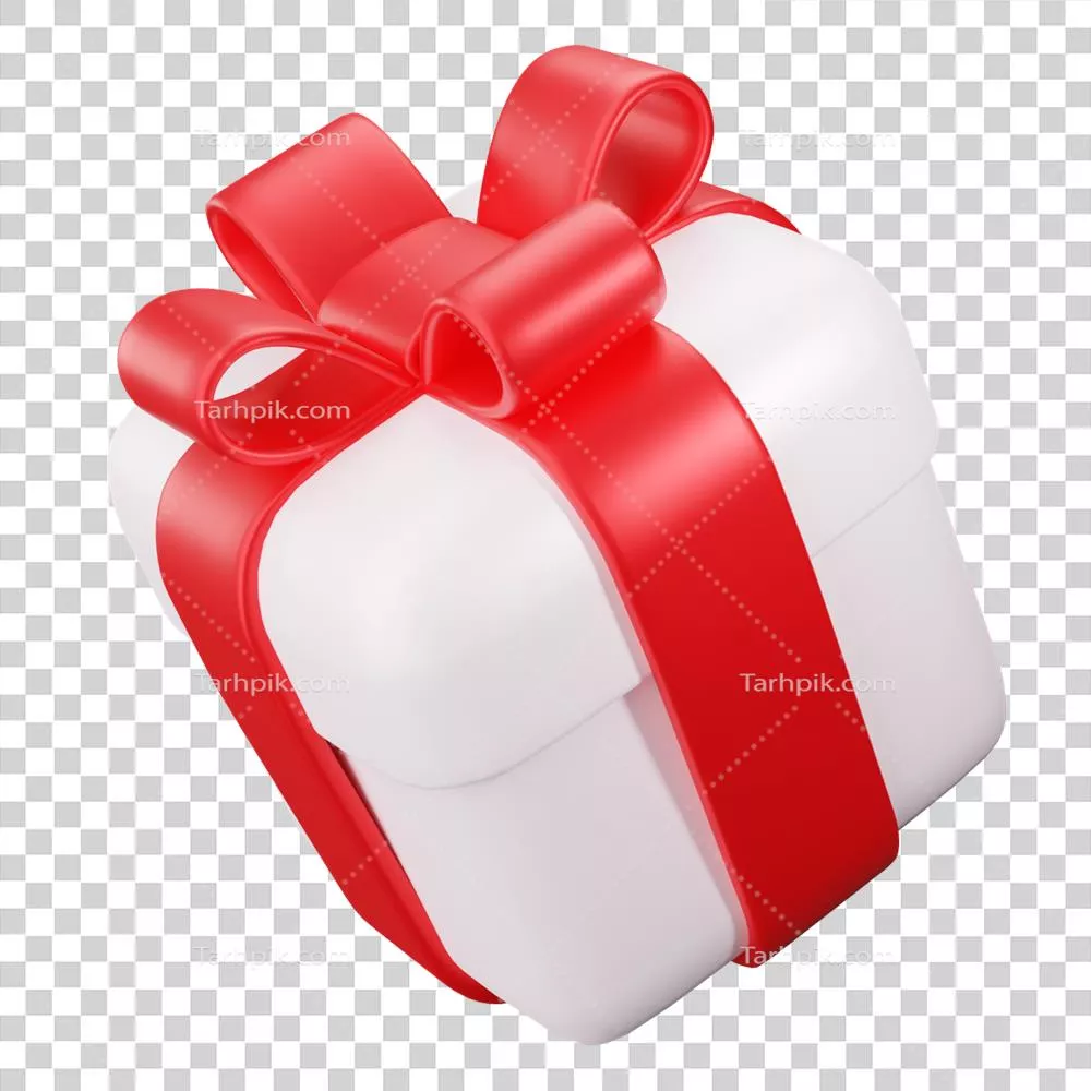 جعبه کادویی زیبا با روبان قرمز، طراحی سه بعدی و بامزه