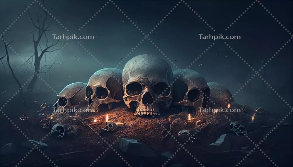 جمجمه‌های روی زمین که با هوش مصنوعی مولد خلق شده‌اند