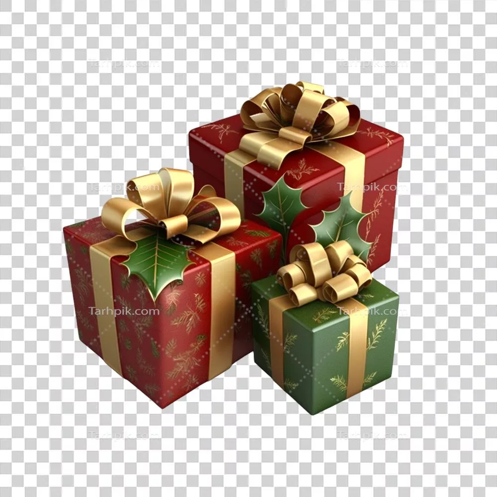 جعبه هدیه تزئینات کریسمس سه بعدی قرمز برای طراحی و دکوراسیون