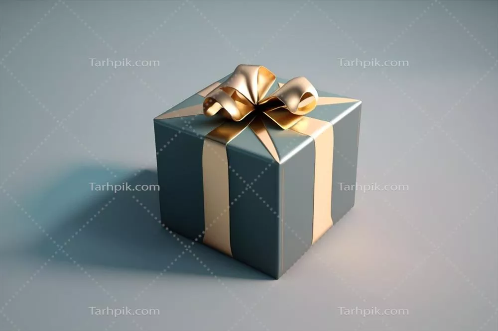 جعبه هدیه ساخته شده توسط هوش مصنوعی بر روی پسزمینهای یکنواخت