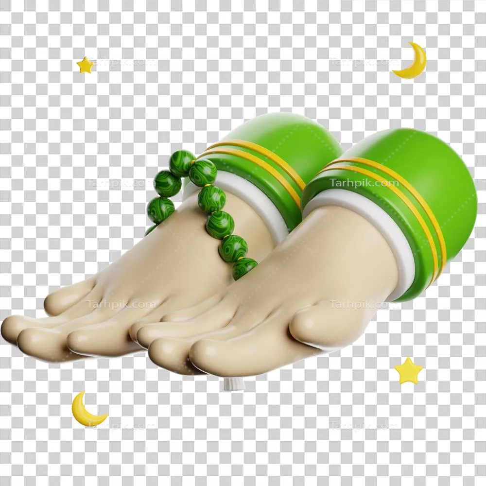 تصویر سه بعدی آیکون رمضان و نمادهای دعا در این ماه مبارک