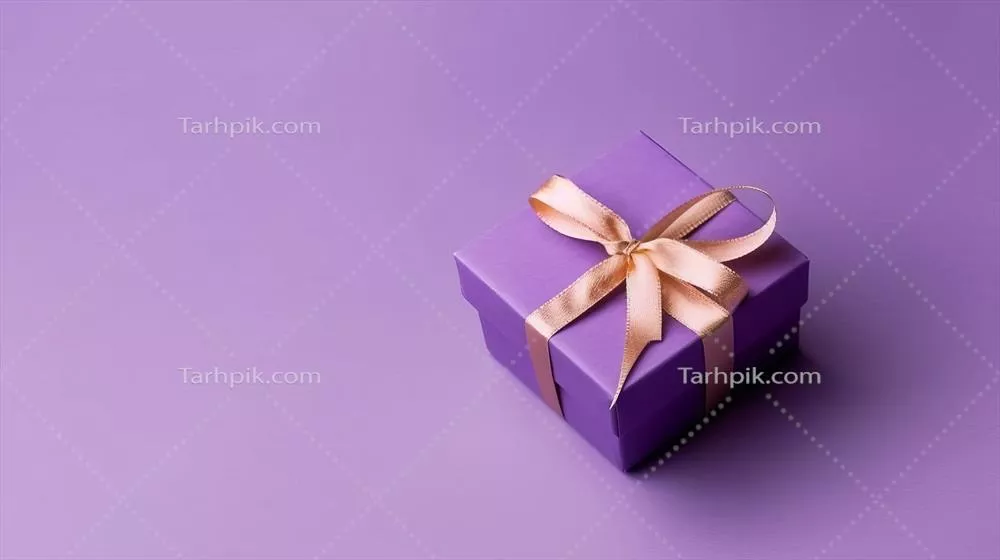 پس‌زمینه‌ تصویر با جعبه هدیه بنفش با طراحی هوش مصنوعی و مولد