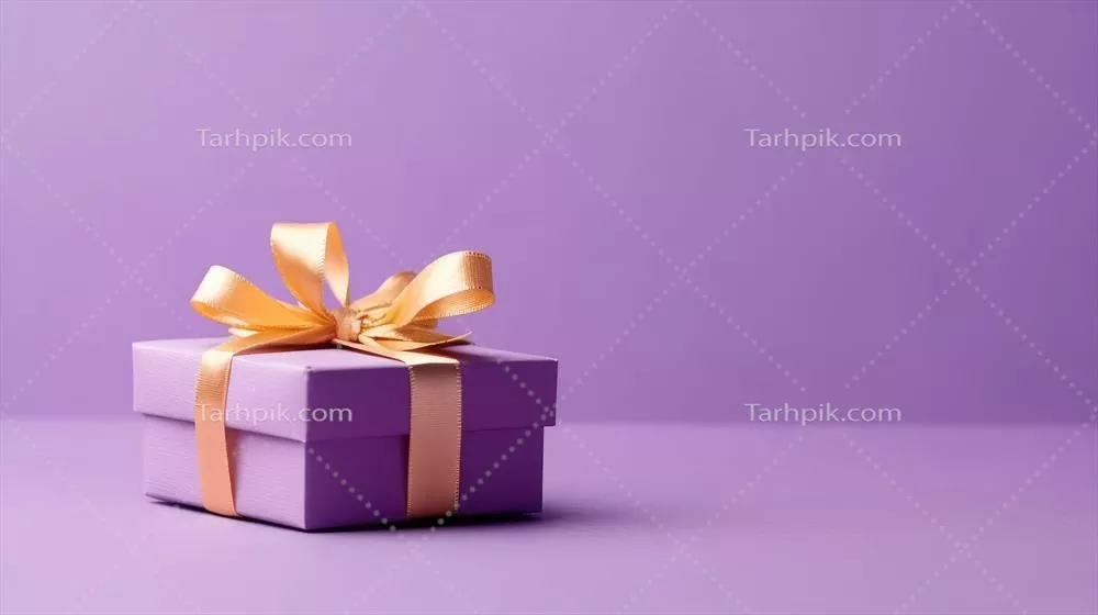 تصویر زمینه جعبه هدیه بنفش با طراحی هوش مصنوعی و تکنیک‌های تولیدی
