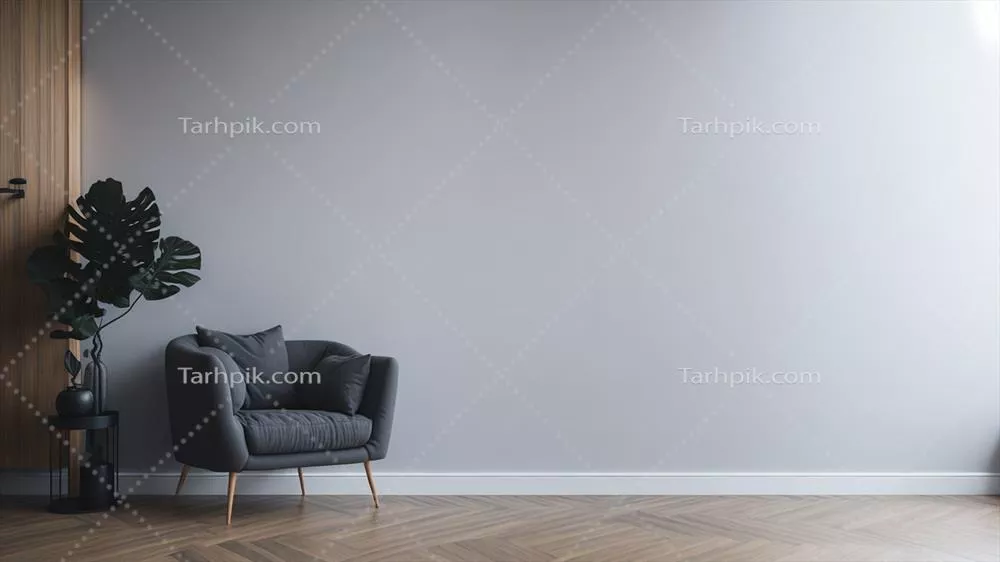 فضای داخلی با صندلی راحتی و میز قهوه، طراحی شده با هوش مصنوعی