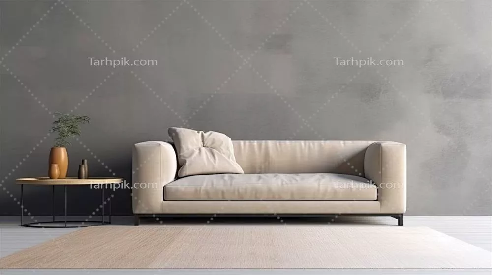 تصویر سازی مینیمالیستی داخلی به رنگ خاکستری با استفاده از هوش مصنوعی