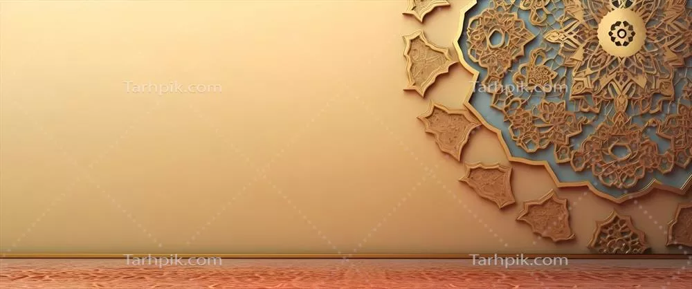 پیش زمینه اسلامی گلدن جمعه رمضان با الگوی مندالا به صورت هوش مصنوعی ساخته شده