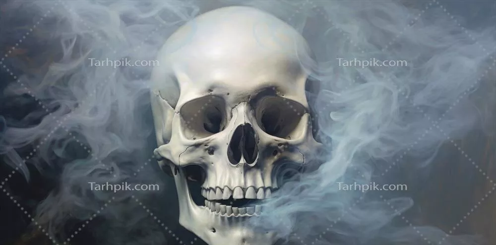 تصویری هنری از جمجمه با دود خارج شده از آن به شیوهی تولیدی هوش مصنوعی