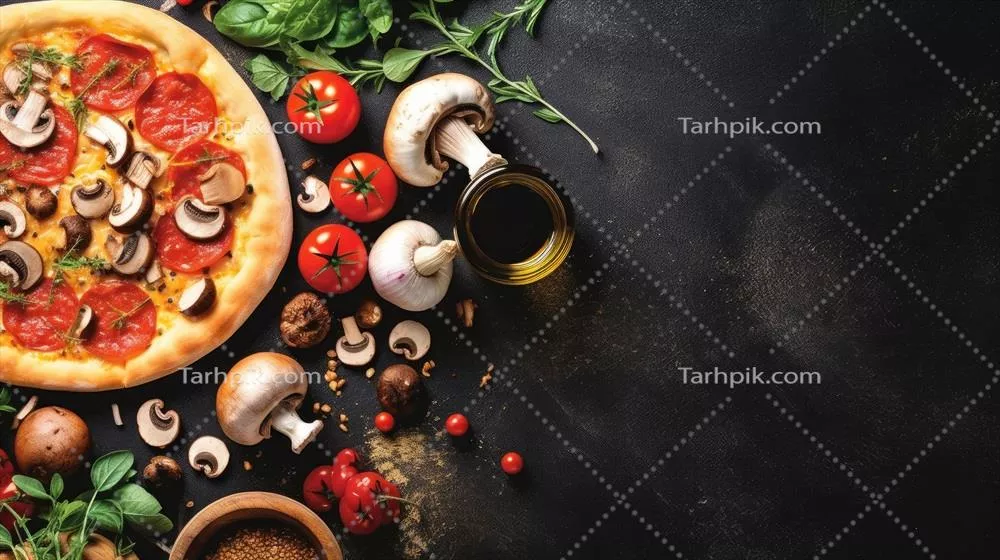 تصویر پسزمینه طراحی شده با هوش مصنوعی برای ساخت پیتزا