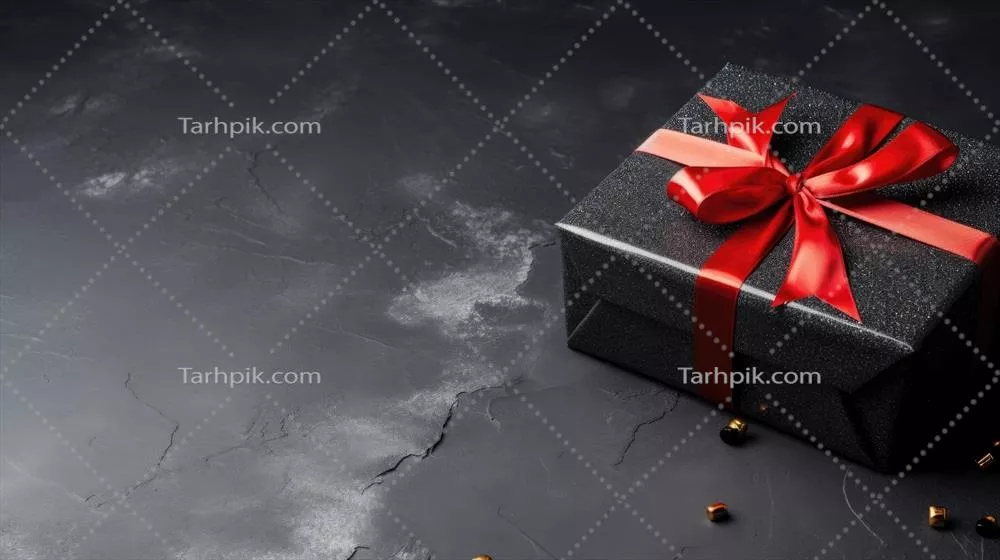تصویر زمینه جعبه هدیه سیاه با طراحی غیرخطی و زایا در هوش مصنوعی