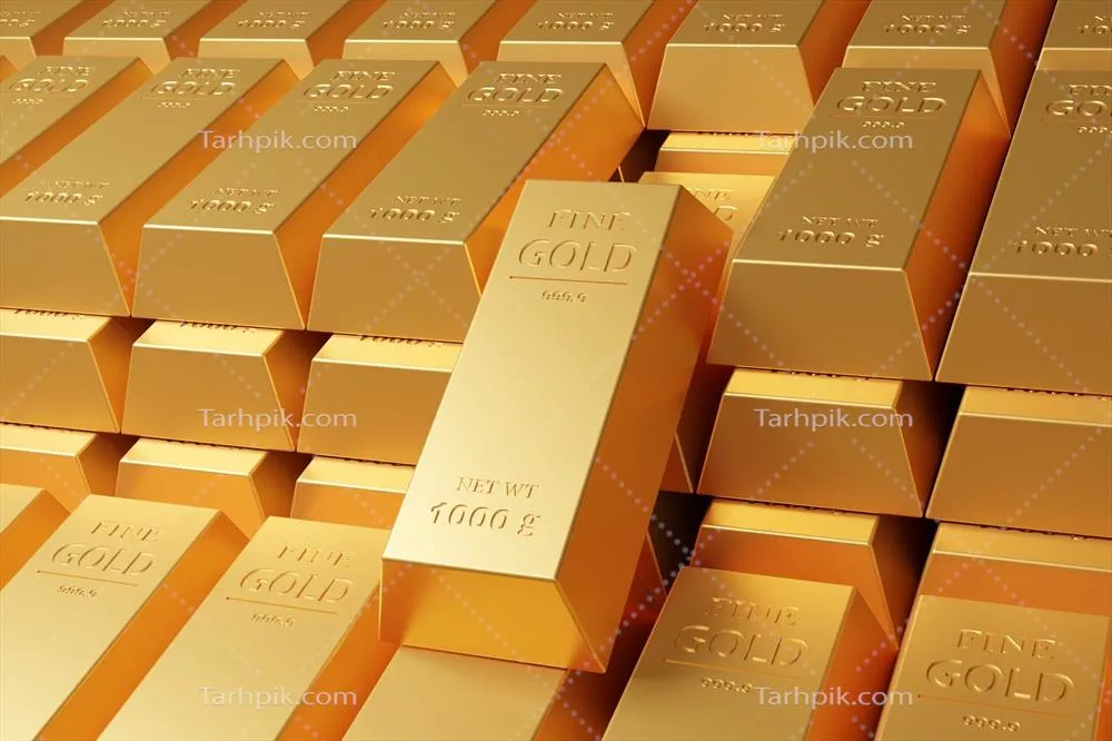 طرح پوستر و اینفوگرافیک نوارهای طلای خالص و سرمایه‌گذاری در بازار طلا و بانکداری