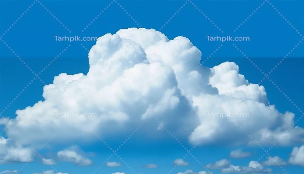 ابرهای پفکی و زیبای کومولوس در آسمان آبی؛ زیبایی طبیعت به صورت انتزاعی با هوش مصنوعی