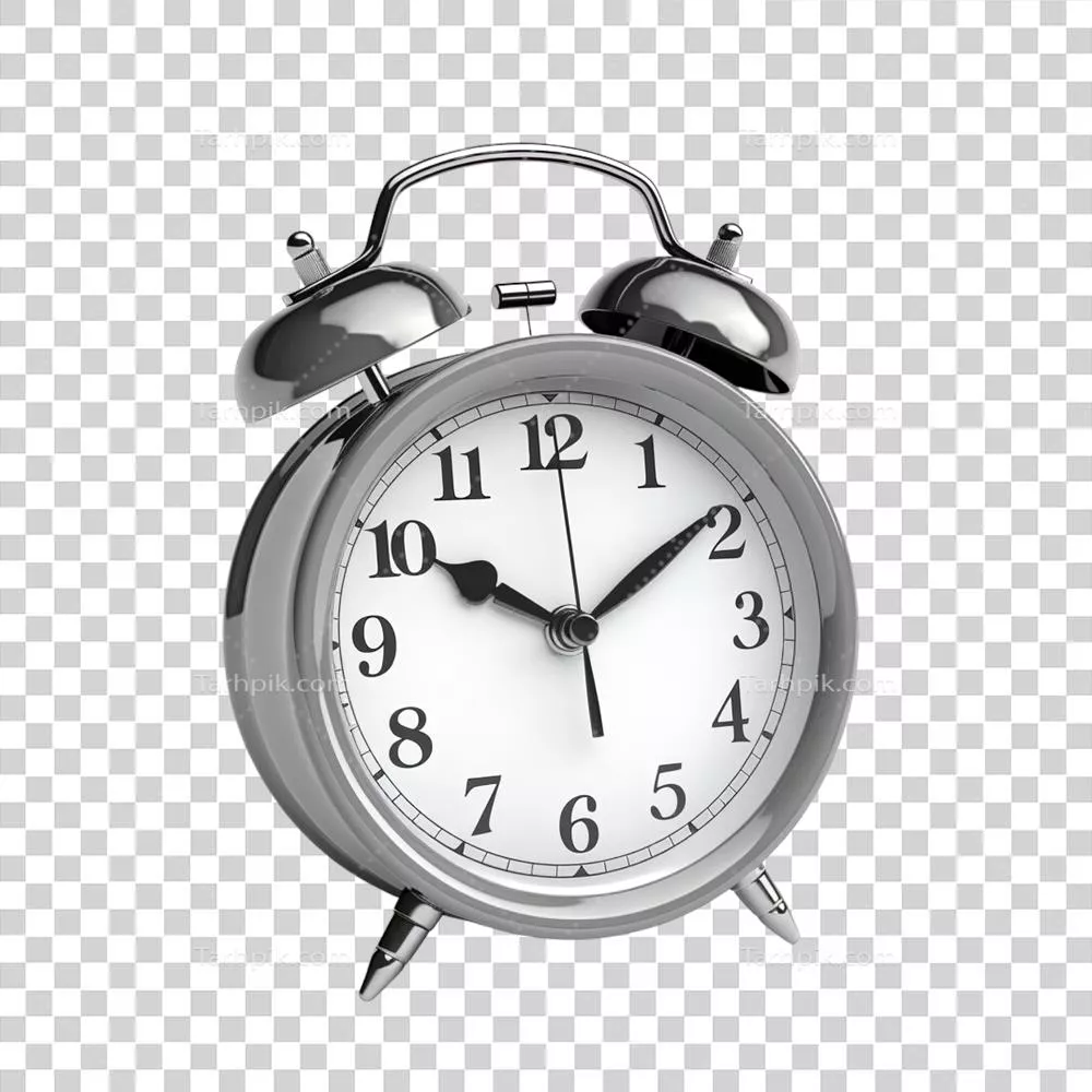 ساعت زنگ دار خاکستری با پس زمینه شفاف - طراحی مصنوعی