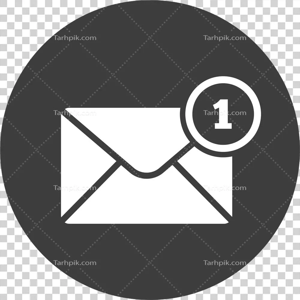 آیکون ایمیل در دایره سیاه: نماد ارتباط و فناوری دیجیتال