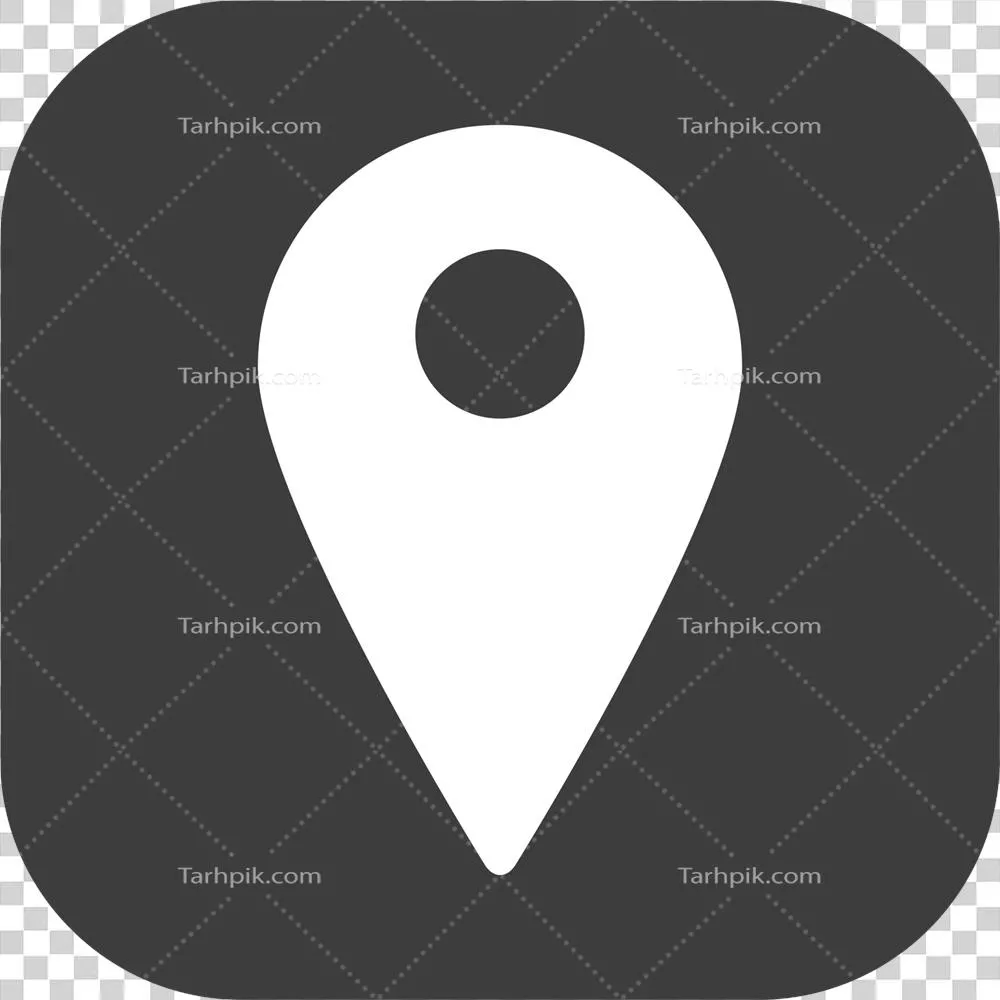 آیکون پین موقعیتی سیاه در پسزمینه مربع مشکی