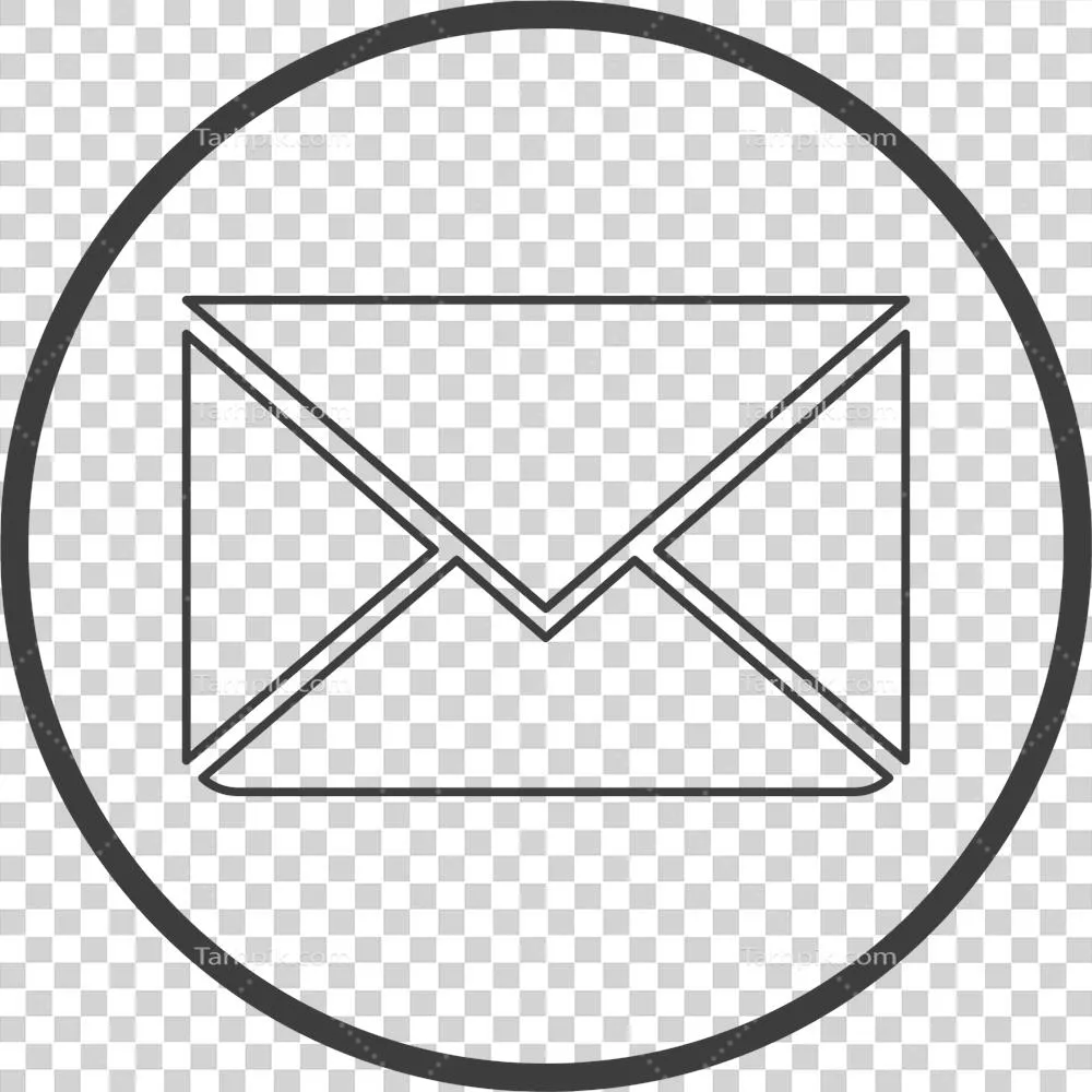 آیکون ایمیل در فریم دایره ای نازک مشکی با طراحی مدرن