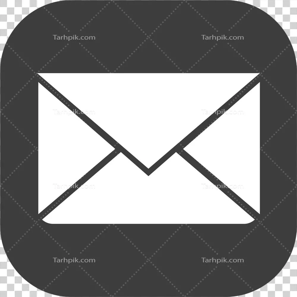 آیکون ایمیل در مربع سیاه با طراحی مدرن و جذاب